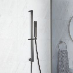 Milano Orno - Modern Riser Rail Kit with Hand Shower and Integrated Elbow - Gun Metal Grey