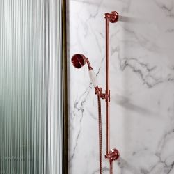 Milano Elizabeth - Traditional Riser Rail Kit with Hand Shower and Integrated Elbow - Brushed Copper