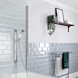 Milano Elizabeth - Traditional Riser Rail Kit with Hand Shower and Integrated Elbow - Chrome and White (1 Outlet)