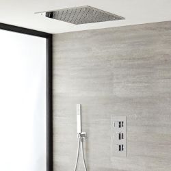 Milano Arvo - Chrome Thermostatic Shower with Recessed Shower Head and Hand Shower (2 Outlet)