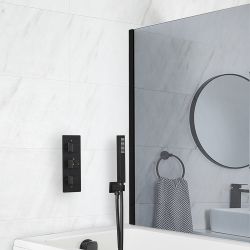 Milano Preto - Black Thermostatic Shower with Hand Shower and Overflow Bath Filler (2 Outlet)