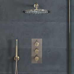 Milano Clarus - Thermostatic Shower with Shower Head and Hand Shower - Aged Gold (2 Outlet)