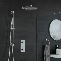 Milano Mirage - Chrome Thermostatic Shower with Wall Mounted Shower Head, Hand Shower and Riser Rail (2 Outlet)