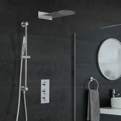 Milano Mirage - Chrome Thermostatic Shower with Slim Shower Head, Hand Shower and Riser Rail (2 Outlet)