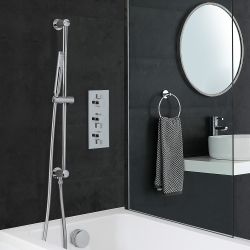Milano Mirage - Chrome Thermostatic Shower with Hand Shower, Bath Filler and Riser Rail (2 Outlet)
