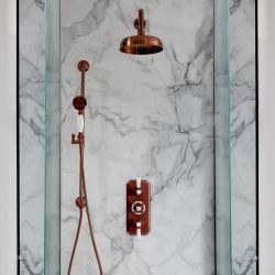 Milano Elizabeth - Brushed Copper Traditional Thermostatic Shower with Riser Rail and Shower Head (2 Outlet)