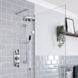 Milano Elizabeth - Traditional Concealed Thermostatic Triple Diverter Shower Valve - Chrome and Black
