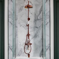 Milano Elizabeth - Brushed Copper Traditional Triple Exposed Thermostatic Shower with Grand Rigid Riser Rail and Wall Spout (3 Outlet)