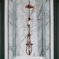 Milano Elizabeth - Brushed Copper Traditional Triple Exposed Thermostatic Shower with Grand Rigid Riser Rail and Bath Spout (3 Outlet)