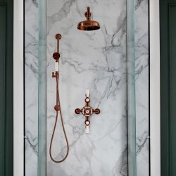 Milano Elizabeth - Brushed Copper Traditional Triple Exposed Thermostatic Shower with Shower Head and Riser Rail (2 Outlet)