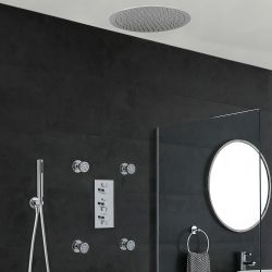 Milano Mirage - Chrome Thermostatic Shower with Diverter, Recessed Shower Head, Hand Shower and Body Jets (3 Outlet)
