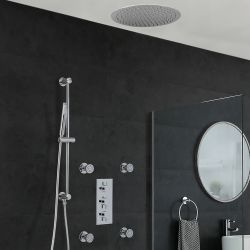 Milano Mirage - Chrome Thermostatic Shower with Diverter, Recessed Shower Head, Hand Shower, Riser Rail and Body Jets (3 Outlet)