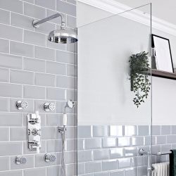 Milano Elizabeth - Traditional Concealed Thermostatic Triple Diverter Shower Valve - Chrome and White