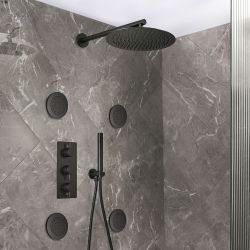 Milano Otto - Modern Thermostatic Shower with Wall Mounted Shower Head, Body Jets and Hand Shower - Choice of Finish (3 Outlets)