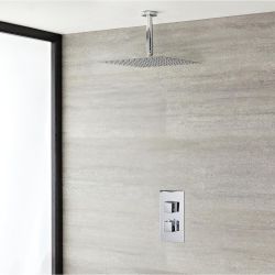 Milano Arvo - Chrome Thermostatic Shower with Slim Shower Head and Ceiling Arm (1 Outlet)