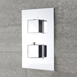 Milano Arvo - Chrome Thermostatic Shower with Rectangular Hand Shower Kit (1 Outlet)