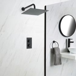 Milano Nero - Black Thermostatic Shower with Square Shower Head (1 Outlet)