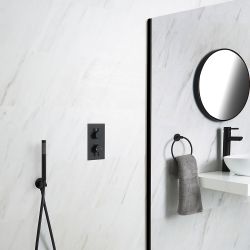 Milano Nero - Black Thermostatic Shower with Pencil Hand Shower Kit (1 Outlet)