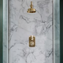 Milano Elizabeth - Brushed Brass Traditional Thermostatic Shower with Wall Mounted Shower Head (1 Outlet)