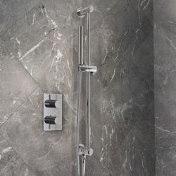 Milano Otto - Modern Thermostatic Shower with Riser Rail Kit - Choice of Finish (1 Outlet)