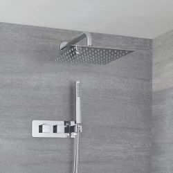 Milano Arvo - Chrome Thermostatic Shower with Diverter, Wall Mounted Shower Head and Hand Shower (2 Outlet)