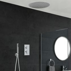 Milano Mirage - Chrome Thermostatic Shower with Diverter, Hand Shower and Recessed Shower Head (2 Outlet)