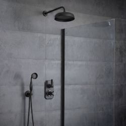 Milano Elizabeth - Black Traditional Thermostatic Shower with Diverter, Shower Head and Hand Shower (2 Outlet)