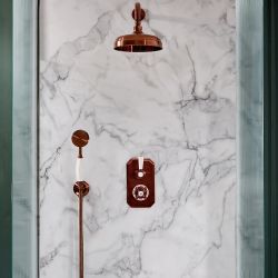 Milano Elizabeth - Brushed Copper Traditional Thermostatic Shower with Diverter, Hand Shower and Shower Head (2 Outlet)