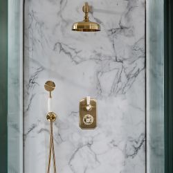 Milano Elizabeth - Brushed Brass Traditional Thermostatic Shower with Diverter, Hand Shower and Shower Head (2 Outlet)