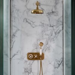 Milano Elizabeth - Brushed Brass Traditional Thermostatic Shower with Diverter, Shower Head and Hand Shower (2 Outlet)