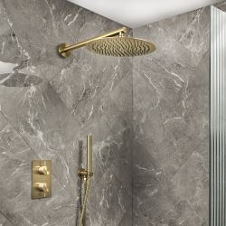 Milano Otto - Modern Thermostatic Shower with Wall Mounted Shower Head and Hand Shower - Choice of Finish (2 Outlets)