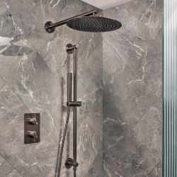 Milano Otto - Modern Thermostatic Shower with Wall Mounted Shower Head and Riser Rail Kit - Choice of Finish (2 Outlets)