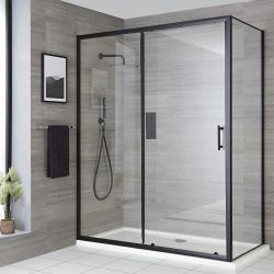 Milano Nero - Black Sliding Shower Door - Choice of Sizes and Side Panel