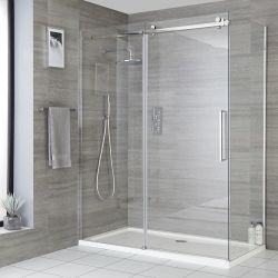 Milano Portland - Frameless Sliding Door Shower Enclosure - Choice of Sizes and Side Panel