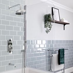 Milano Elizabeth - Chrome and White Traditional Thermostatic Shower Bath System - Choice of Outlets