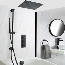 Milano Nero - Black Thermostatic Shower Bath System - Choice of Outlets
