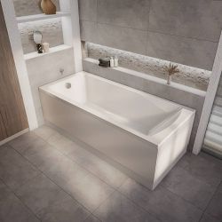Milano Elswick - 1700mm x 700mm Modern Square Single Ended Standard Bath - Choice of Panels