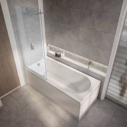 Milano Ballam - Modern Round Single Ended Shower Bath - Choice of Screen, Size and Panels