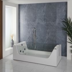 Milano Breeze - Whirlpool Single Ended Spa Bath - 1800mm x 800mm - Chrome