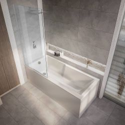 Milano Elswick - 1700mm x 750mm Modern Square Straight Shower Bath - Choice of Screen and Panels