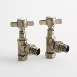 Milano - Brushed Brass Traditional Angled Radiator Valves (Pair)
