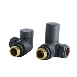 Milano - Modern Anthracite Corner Radiator Valves (Pair)