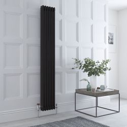 Milano Windsor - Black 1800mm Vertical Traditional Triple Column Radiator - Choice of Size and Feet