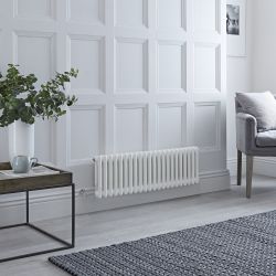Milano Windsor - Traditional White Horizontal Double Column Electric Radiator - 300mm x 1010mm - with Choice of Wi-Fi Thermostat