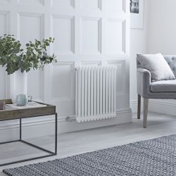 Milano Windsor - Traditional White Horizontal Double Column Electric Radiator - 600mm x 605mm - with Choice of Wi-Fi Thermostat