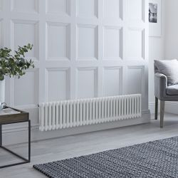 Milano Windsor - Traditional White Horizontal Double Column Electric Radiator - 300mm x 1505mm - with Choice of Wi-Fi Thermostat
