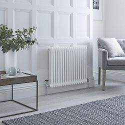 Milano Windsor - White Horizontal Traditional Double Column Radiator - Choice of Size and Feet