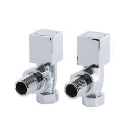 Milano Select - Chrome Square Angled Radiator Valves - (Pair)