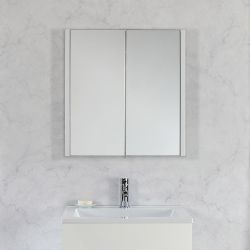Milano Lurus - White Modern Wall Hung Bathroom Mirrored Cabinet - 650mm x 600mm