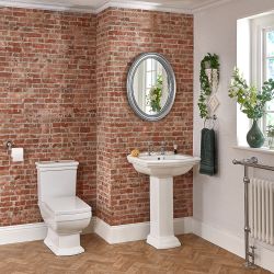 Milano Sandringham - Traditional Close Coupled Toilet and Pedestal Basin Set